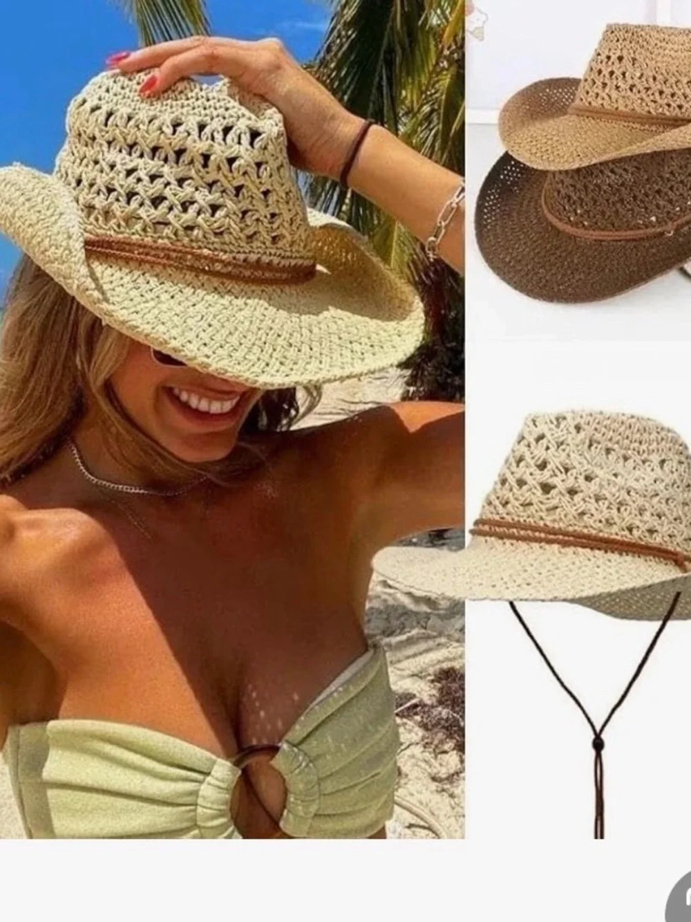 NWOT cowgirl/cowboy straw, tacky color, summer hat